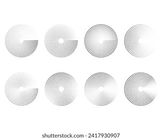 Dotted circles lines, converging circular rings of dashed line circles.