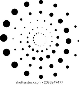 Dotted circles. Spiral dot shape. Motion illusion