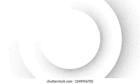 Dotted circular background with round concentric elements. Minimal abstract clean design template. Wave background with halftone dots. Noise dots wave pattern background. Sand grain effect. Vector