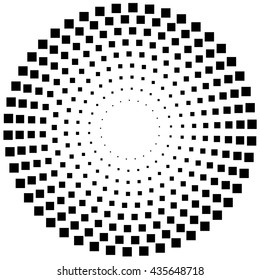Dotted circular element. Mononochrome black and white illustration on white.