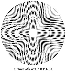 Dotted circular element. Mononochrome black and white illustration on white.