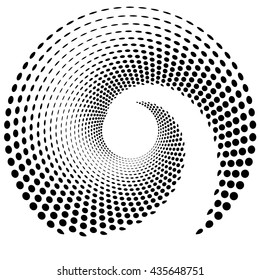 Dotted circular element. Mononochrome black and white illustration on white.