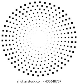 Dotted circular element. Mononochrome black and white illustration on white.