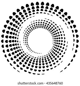 Dotted circular element. Mononochrome black and white illustration on white.