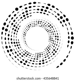 Dotted circular element. Mononochrome black and white illustration on white.