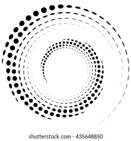 Dotted circular element. Mononochrome black and white illustration on white.