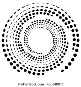 Dotted circular element. Mononochrome black and white illustration on white.