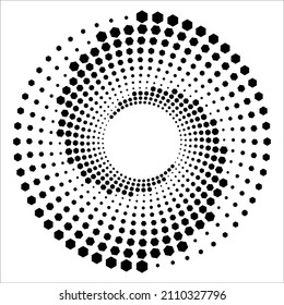 Dotted circular logo, background, pattern, texture. Halftone fabric design. Halftone dots in circle form. dotted round logo.