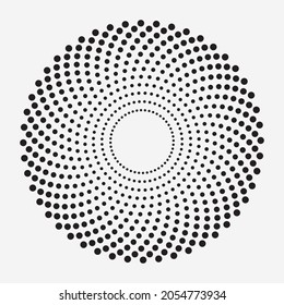 Dotted circular logo. circular concentric dots isolated on the white background. Halftone fabric design. Halftone circle dots texture. Vector design element for various purposes.