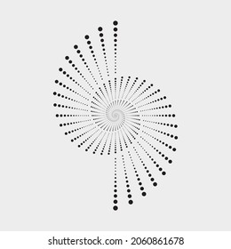 Logo circular punteado. puntos concéntricos circulares aislados en el fondo blanco. Diseño de tela de semitono. La textura de los puntos del círculo semitónico. Elemento de diseño de vectores para diversos fines.