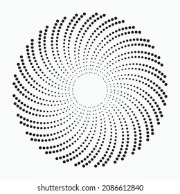 Dotted circular logo. circular concentric dots isolated on the white background. Halftone fabric design. Halftone circle dots texture. Vector design element.
