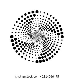 Dotted circular logo. circular concentric dots isolated on the white background. Halftone fabric design.Halftone circle dots texture. Vector design element for various purposes.
