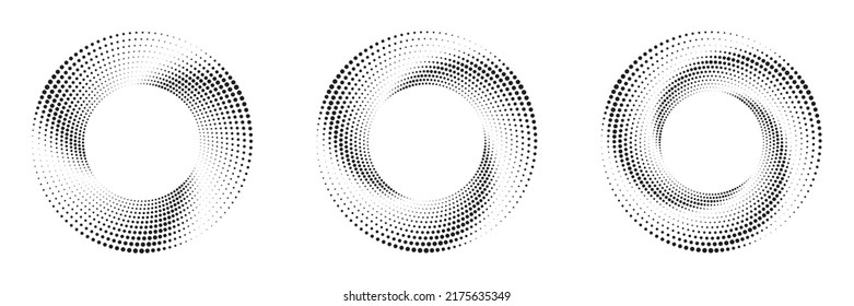 Dotted circular logo. circular concentric dots isolated on the white background. Halftone fabric design.Halftone circle dots texture. Vector design element for various purposes.