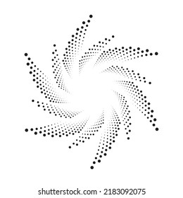 Logo circular punteado. puntos concéntricos circulares aislados en el fondo blanco. Diseño de tela de semitono. La textura de los puntos del círculo semitónico. Elemento de diseño de vectores para diversos fines.