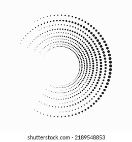 Dotted circular logo. circular concentric dots isolated on the white background. Halftone fabric design.Halftone circle dots texture. Vector design element for various purposes.