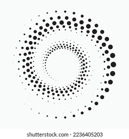 Dotted circular logo. circular concentric dots isolated on the white background. Halftone fabric design.Halftone circle dots texture. Vector design element for various purposes.