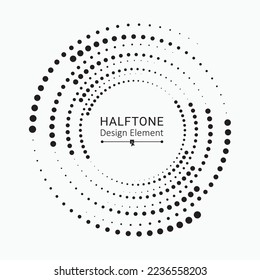 Dotted circular logo. circular concentric dots isolated on the white background. Halftone fabric design.Halftone circle dots texture. Vector design element for various purposes.