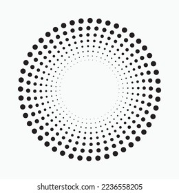 Dotted circular logo. circular concentric dots isolated on the white background. Halftone fabric design.Halftone circle dots texture. Vector design element for various purposes.