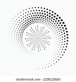 Dotted circular logo. circular concentric dots isolated on the white background. Halftone fabric design.Halftone circle dots texture. Vector design element for various purposes.