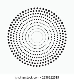 Dotted circular logo. circular concentric dots isolated on the white background. Halftone fabric design.Halftone circle dots texture. Vector design element for various purposes.