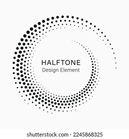 Dotted circular logo. circular concentric dots isolated on the white background. Halftone fabric design.Halftone circle dots texture. Vector design element for various purposes.