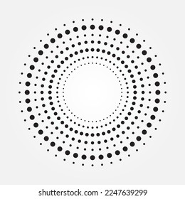 Dotted circular logo. circular concentric dots isolated on the white background. Halftone fabric design. Halftone circle dots texture. Vector design element for various purposes.