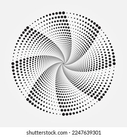 Dotted circular logo. circular concentric dots isolated on the white background. Halftone fabric design. Halftone circle dots texture. Vector design element for various purposes.