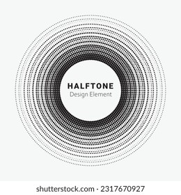 Dotted circular logo. circular concentric dots isolated on the white background. Halftone fabric design.Halftone circle dots texture. Vector design element for various purposes.