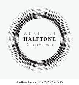 Rundlogos mit Dotted. kreisförmige, konzentrische Punkte einzeln auf weißem Hintergrund. Halftone Gewebe Design.Halftone Kreis Punkte Textur. Vektordesign-Element für verschiedene Zwecke.