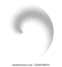 Dotted circular logo. Circular concentric dots isolated on the white background. Halftone fabric design.Halftone circle dots texture. Vector design element for various purposes.