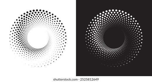 Dotted circular logo. circular concentric dots isolated on the white background. Halftone fabric design.Halftone circle dots texture. Vector design element for various purposes.