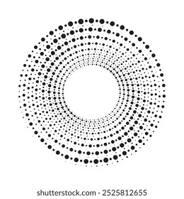 Dotted circular logo. circular concentric dots isolated on the white background. Halftone fabric design.Halftone circle dots texture. Vector design element for various purposes.