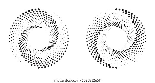 Dotted circular logo. circular concentric dots isolated on the white background. Halftone fabric design.Halftone circle dots texture. Vector design element for various purposes.