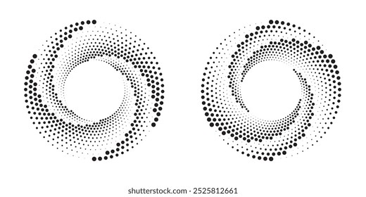 Dotted circular logo. circular concentric dots isolated on the white background. Halftone fabric design.Halftone circle dots texture. Vector design element for various purposes.