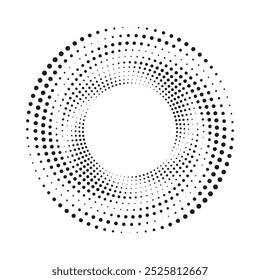 Dotted circular logo. circular concentric dots isolated on the white background. Halftone fabric design.Halftone circle dots texture. Vector design element for various purposes.