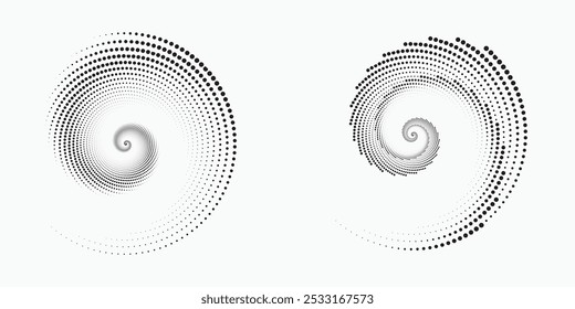 Dotted circular logo. Circular concentric dots isolated on the white background. Halftone fabric design.Halftone circle dots texture. Vector design element for various purposes.	