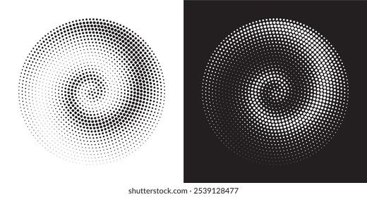 Dotted circular logo. circular concentric dots isolated on the white background. Halftone fabric design. Halftone circle dots texture. Vector design element for various purposes.	