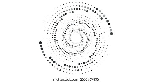 Dotted circular logo. circular concentric dots isolated on the white background. Halftone fabric design.Halftone circle dots texture. Vector design element for various purposes.