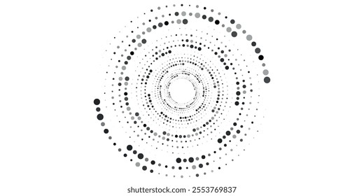 Dotted circular logo. circular concentric dots isolated on the white background. Halftone fabric design.Halftone circle dots texture. Vector design element for various purposes.