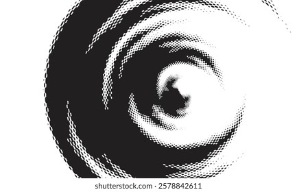 Dotted circular logo. Circular concentric dots isolated on the white background. Halftone fabric design.Halftone circle dots texture. Vector design element for various purposes.