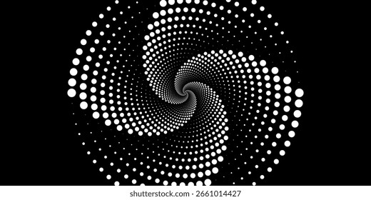 Dotted circular logo. circular concentric dots isolated on the white background. Halftone fabric design. vector