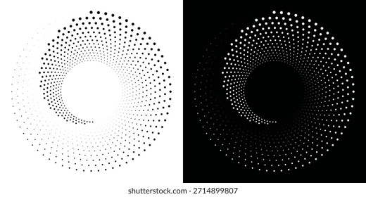 Dotted circular logo. circular concentric dots isolated on the white background. Halftone fabric design. Halftone circle dots texture. Vector design element for various purposes.