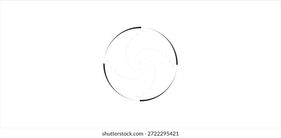 Logotipo circular punteado. puntos concéntricos circulares aislados en el fondo blanco. Diseño de tela de semitono. Textura de puntos de círculo semitono. Elemento de diseño de Vector para varios propósitos.	