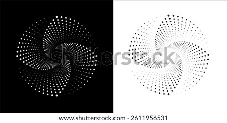 Dotted circular logo. circular concentric dots isolated on the white background. Halftone fabric design. Halftone circle dots texture. Vector design element for various purposes.	