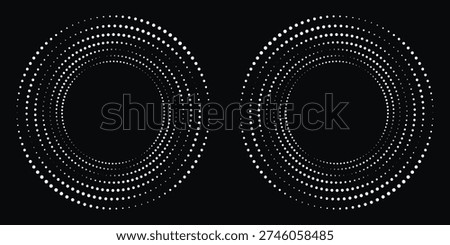 Dotted circular logo. circular concentric dots isolated on the white background. Halftone fabric design