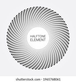 Dotted circular logo design. Circular concentric dots isolated on the white background. Halftone fabric, pattern, texture design.Vector design element for various purposes.