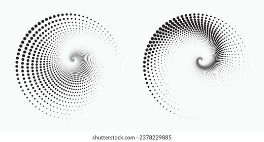 Dotted circular logo set. circular concentric dots isolated on the white background. Halftone fabric design.Halftone circle dots texture. Vector design element for various purposes.