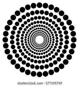 Dotted circular shape, element. Abstract motif with circles