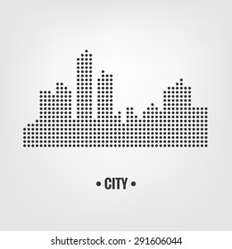 Dotted city building icon,vector