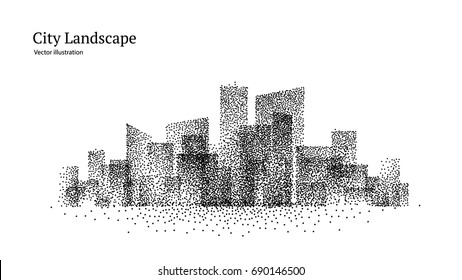 dotted city landscape. vector illustration on white background